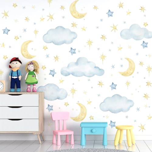 Cloud and Moon Wall Decals for Nursery | Peel and Stick Sky Decor