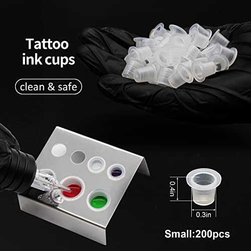 Autdor Disposable Tattoo Ink Cups - 200pcs 9MM Pigment Caps