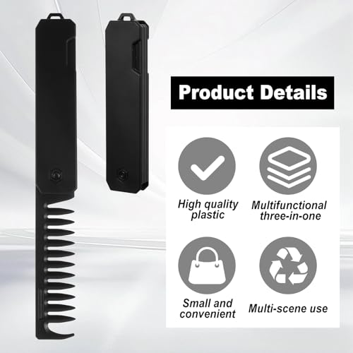 Tyqour Folding Pocket Comb - 3-in-1 Travel Hair Brush for Men