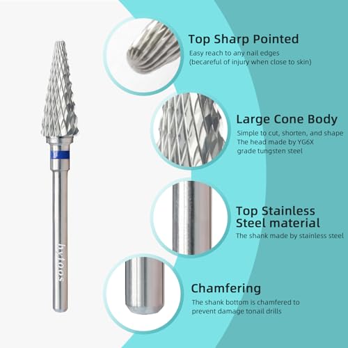 Hytoos Cone Nail Drill Bit - Right-Handed Medium D4S 15mm Taper