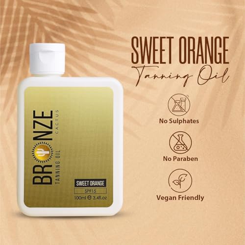 Bronze Cactus Sweet Orange SPF 15 Tanning Oil - Hydrating Sun Body Oil 3.4oz