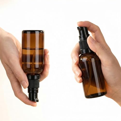Bamboopack 50ml Amber Glass Refillable Lotion Bottles Pack of 6 Travel Dispenser Containers