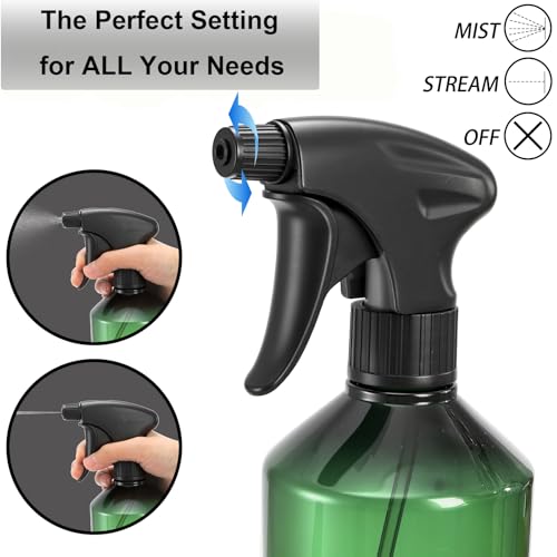 Bekith 6 Pack 17oz Refillable Plastic Spray Bottles with Adjustable Nozzle