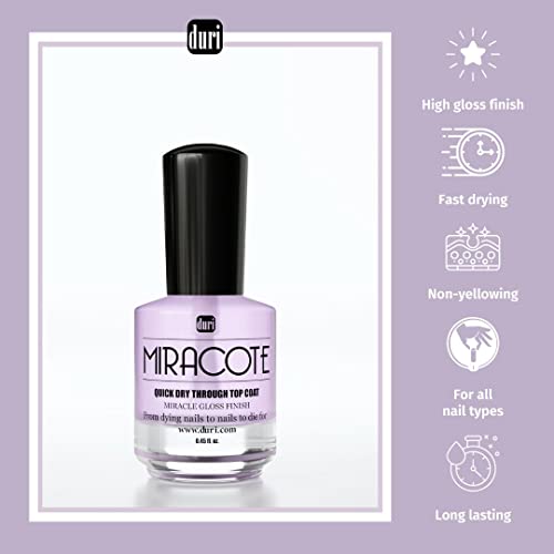 duri Miracote Clear Quick-Dry Top Coat - High Gloss Nail Sealant, Long-Lasting & Chip Resistant