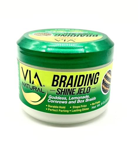Via Natural Braiding Shine Gel for Cornrows & Box Braids - 8oz Pack of 2