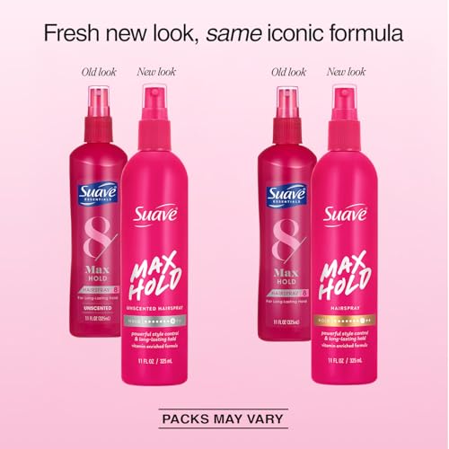 Suave Max Hold Non-Aerosol Hairspray 2-Pack, 11 Fl Oz (Scented & Unscented)