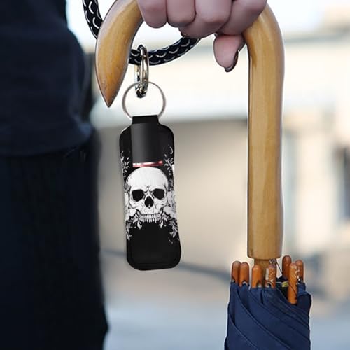 Baxinh Skull Black Lip Balm Keychain Holder for Women, Lipstick & Chapstick