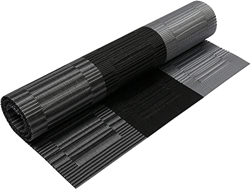 SHACOS Woven Vinyl Table Runner 12x90 Inch - Ombre Black & Gray