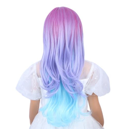 Ombre Rainbow Wig for Kids - 22" Colorful Curly Synthetic Hair