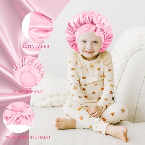 Kids Satin Bonnets for Girls - 2 Pack Hypoallergenic Sleep Caps