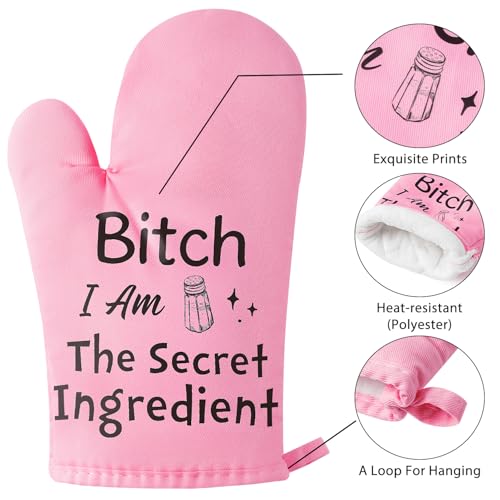 GROBRO7 6-Piece Funny Oven Mitts & Pot Holders Set - I Am The Secret Ingredient