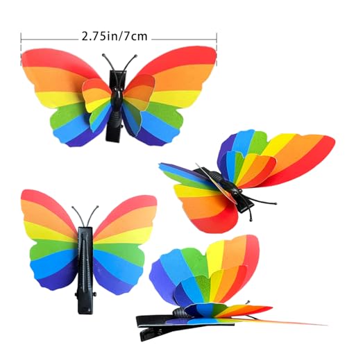 Rainbow Butterfly Hair Clips – LGBT Pride Hair Accessories for Girls & Women, Party & Festival Decorations