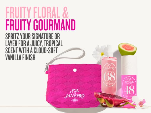 Sol de Janeiro Hair & Body Fragrance Mist Gift Set - Travel Size Duo with Pink Pouch | Cheirosa 68 & 48, 3 fl oz Each