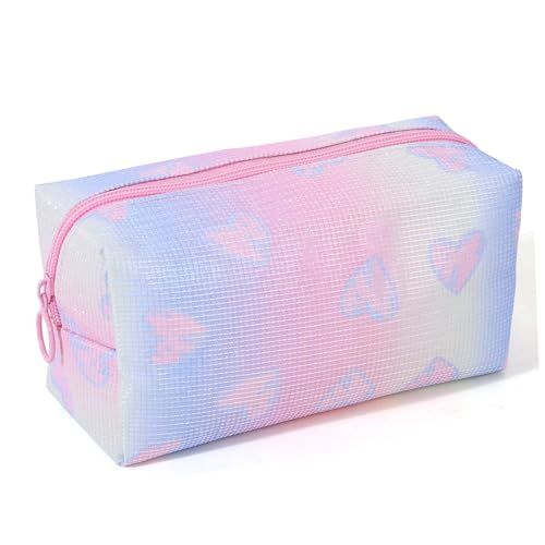 DALINEEYI Small Shiny Heart Makeup Bag & Brush Pouch – Portable Cosmetic Organizer