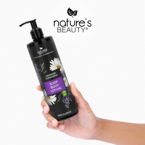 Nature's Beauty Lavender Chamomile Sleep Body Lotion 16oz - Moisturizer for Dry Skin, Shea & Jojoba Oils, Nighttime Relaxation