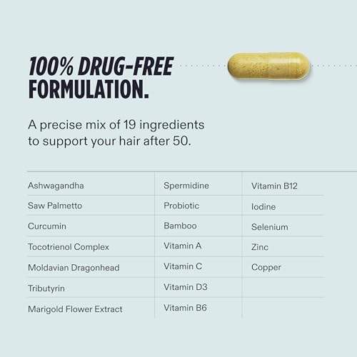Nutrafol Men 50+ Hair Growth Supplements, Clinically Tested for Visibly Thicker Hair and Scalp Coverage, #1 Dermatologist-Recommended Hair Growth Supplement Brand - 1 Month Supply