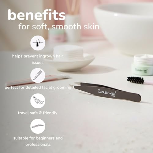 The Crème Shop Precision Tweezer Set - Angled & Pointed Tips for Brows