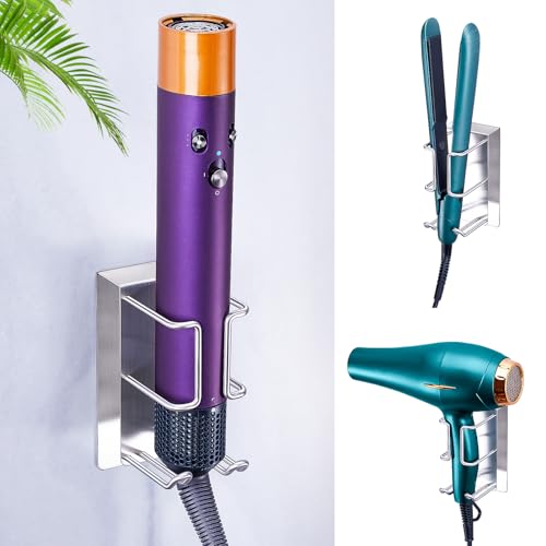 Wall Mounted Hair Dryer and Straightener Holder - Metal Organizer