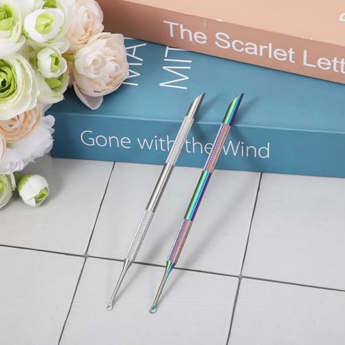 2 PCS Stainless Steel Loop Cuticle Pusher Set for Nail Care