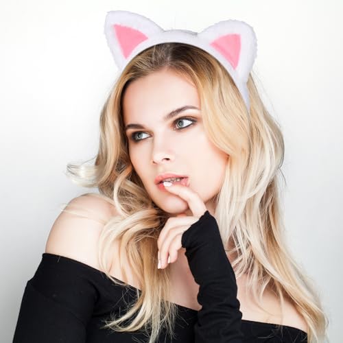 Etercycle Plush Cat Ear Headband for Makeup, Yoga, and Parties