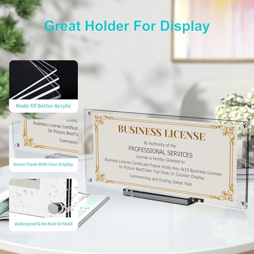 Boloyo Acrylic Business License Display Frame - 10 Inch Clear Holder