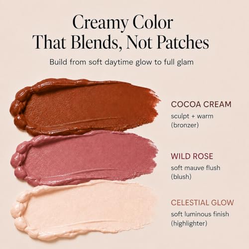 Cream Contour Stick Set ? Blush, Bronzer & Highlighter Trio | Hydrating, Buildable, High-Pigment Makeup with Shea Butter & Vitamin E | Phoenix Beauty Gift Set (Enchanted)