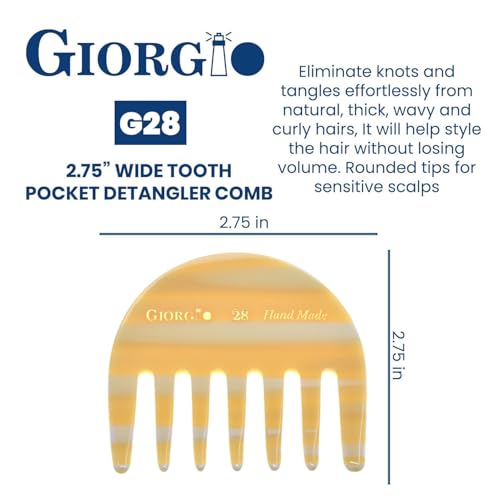 Giorgio G28 Wide Tooth Detangling Comb - Portable Travel Hair Comb