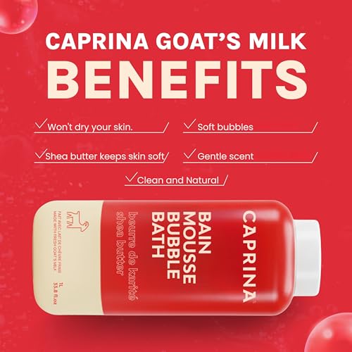Caprina Goat’s Milk Bubble Bath 1L - Hydrating Relaxing Foam, Moisturizing, Made in Canada