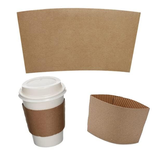 Kraft Paper Coffee Cup Sleeves - Insulated Hot Drink Holders, 100 Pack