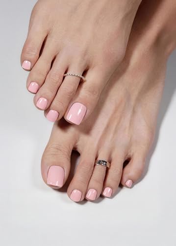 Nelaoco Semi Cured Gel Toe Nail Strips Cotton Candy Pink - Flexible, Long-Lasting Pedicure