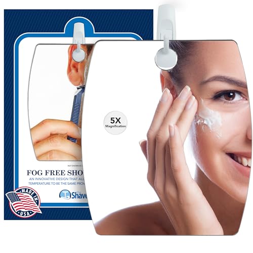 The Shave Well 5X Magnifying Anti-Fog Shower Mirror 6.8" x 5.8"