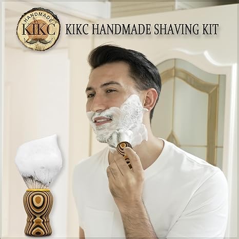 KIKC Hand Crafted Pure Badger Hair Shaving Brush with Wood Handle
