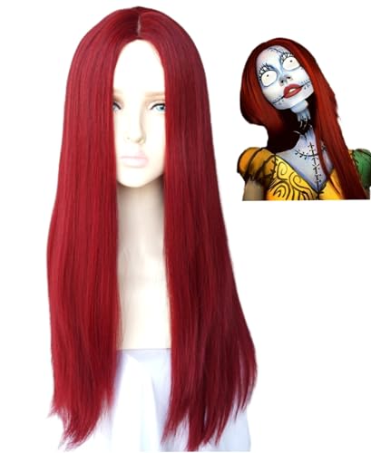 Long Red Straight Wig for Sally Costume - Synthetic Cosplay Wig (LW3284)