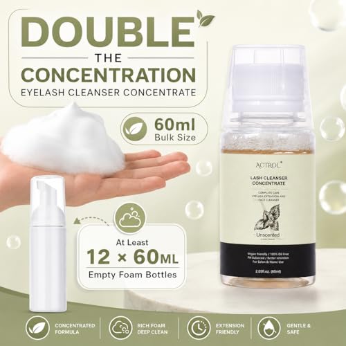 ACTROL Unscented Lash Shampoo Concentrate 60ml Refill - Makes 12 Foam Bottles