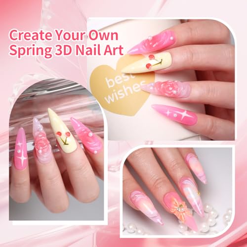 Ozzeal 3D Gel Nail Art Kit, Clear Sculpting & Rhinestone Glue, UV/LED Safe