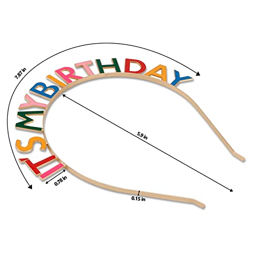 CIEHER Rainbow Birthday Crown Headband for Women - Adjustable Tiara