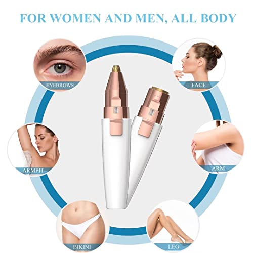 JNATER 2 in 1 Rechargeable Eyebrow Trimmer & Facial Hair Remover - White with LED Light