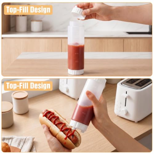 16 oz Inverted Squeeze Bottles - Condiment Dispenser 2-Pack