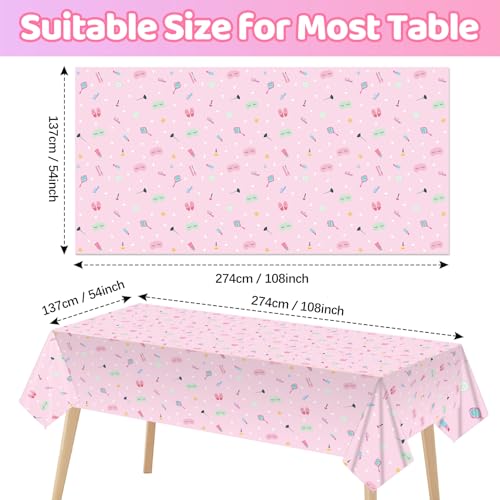 3 Pack Pink Spa Party Tablecloths - 54 x 108 Inch Disposable Covers