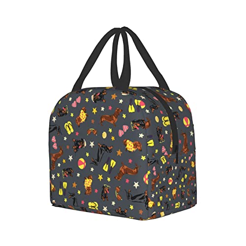 Dachshund Portable Lunch Tote Bag - Insulated & Reusable for Work, Travel, Picnic
