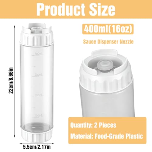 16 oz Inverted Squeeze Bottles - Condiment Dispenser 2-Pack