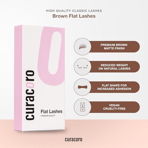 Curacoro Brown Flat Lash Extensions 0.15 CC Curl 8-15mm