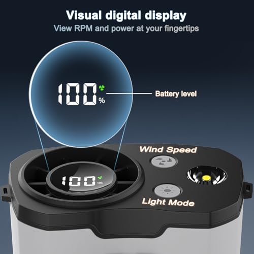 WAFTING Portable Waist Fan with 10,000mAh Battery - 10 Speed Adjustable Air Conditioner for Outdoor Activities