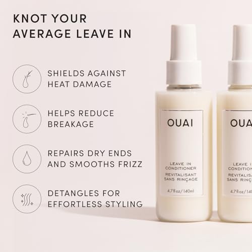 OUAI Leave In Conditioner & Heat Protectant for Hair - Prep Hair for Styling or Use as Detangling Spray to Fight Frizz & Flyaways - No Parabens, Sulfates or Phthalates (4.7 oz)