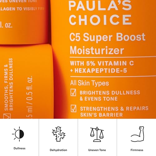Paula's Choice C5 Super Boost Moisturizer 0.5 Fl Oz | 5% Vitamin C, Squalane for Discoloration & Fine Lines