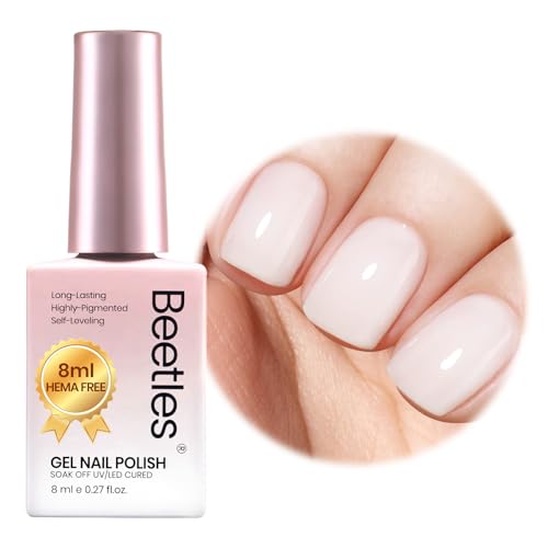 Beetles Milky White Gel Nail Polish - 8ml HEMA-Free Sheer Finish