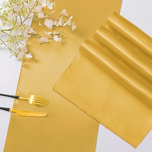 Luxury Gold Satin Table Runners - 6 Pack, 12 x 108 Inch