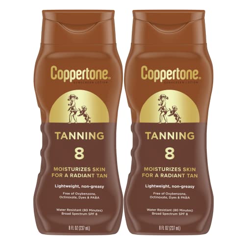 Coppertone SPF 8 Sunscreen Tanning Lotion, 8 Fl Oz (Pack of 2)