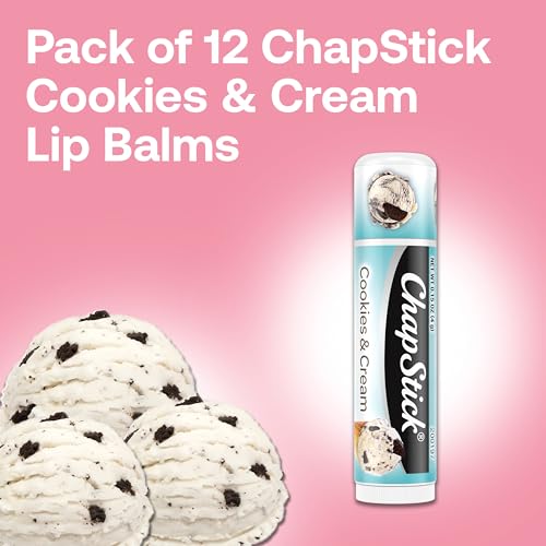 ChapStick Ice Cream Social Cookies & Cream Lip Balm, 12-Pack Party Favor