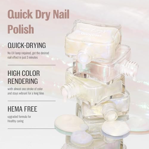 Pearl Pink Iridescent Nail Polish - Quick Dry, Long Lasting 15ml - Vieafenti